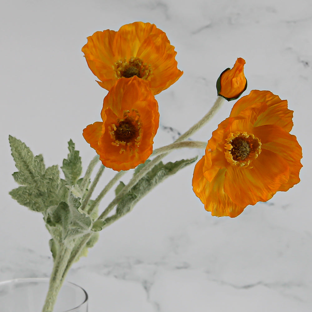 12 Orange Poppy Flowers Silk Flowers - view 1