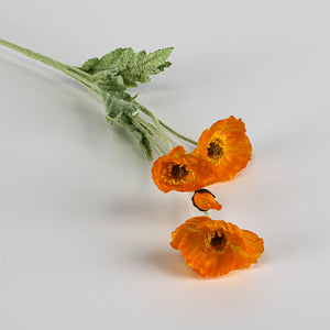 4 of 5: 12 Orange Poppy Flowers Silk Flowers