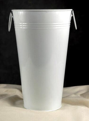 2 of 3: 11" White Flower Market Buckets with handles