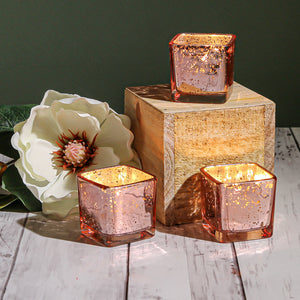 2 of 3: Richland Rose Gold Mercury Square Votive Holder