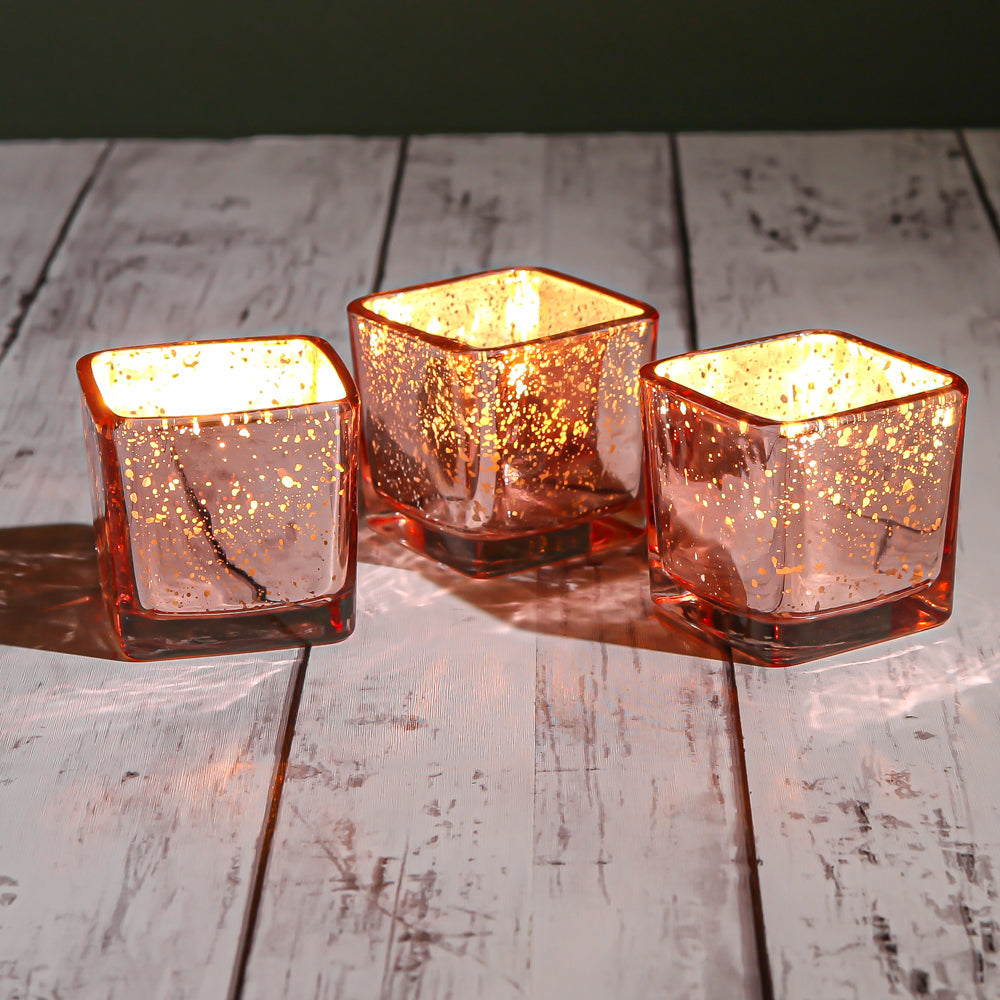 Richland Rose Gold Mercury Square Votive Holder - view 3