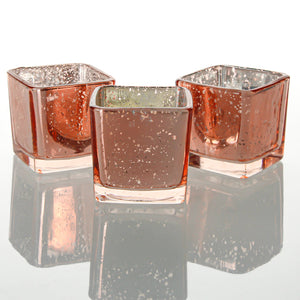 1 of 3: Richland Rose Gold Mercury Square Votive Holder