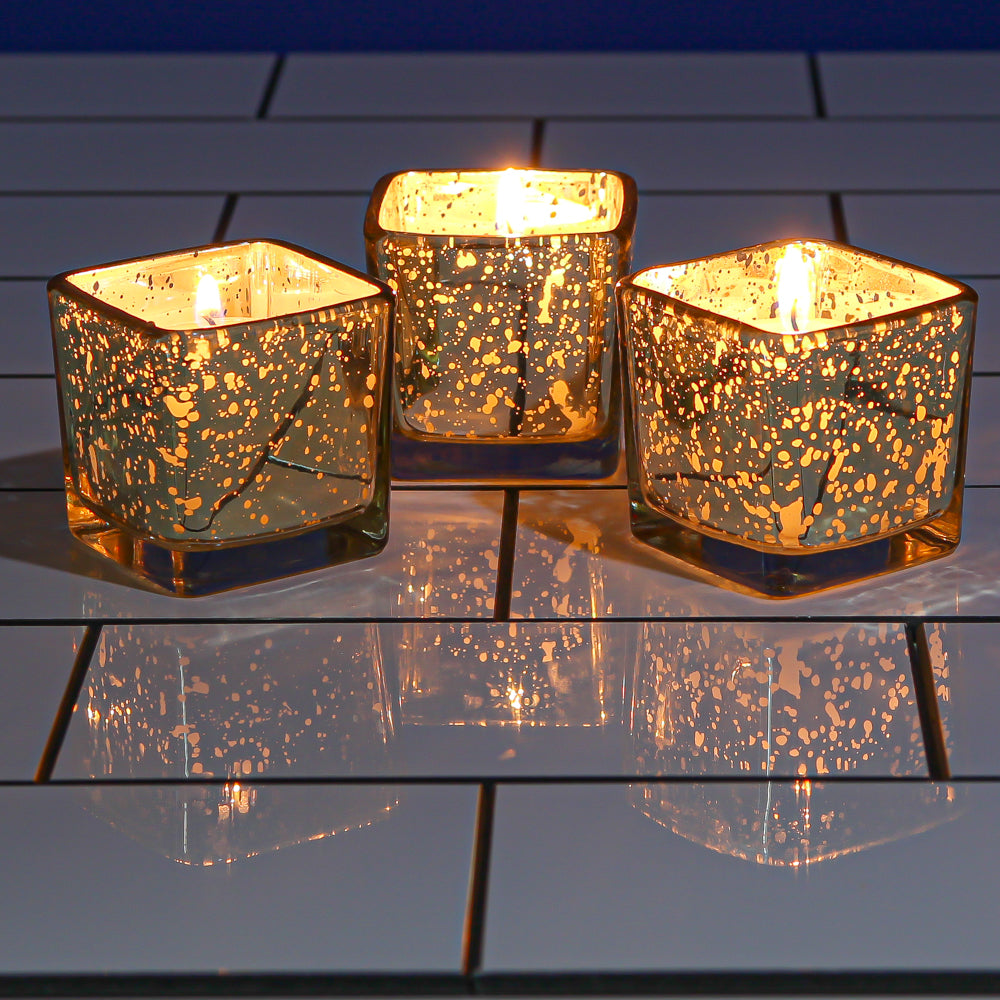 Richland Metallic Gold Mercury Square Votive Holder - view 3