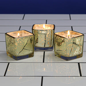 2 of 4: Richland Metallic Gold Mercury Square Votive Holder