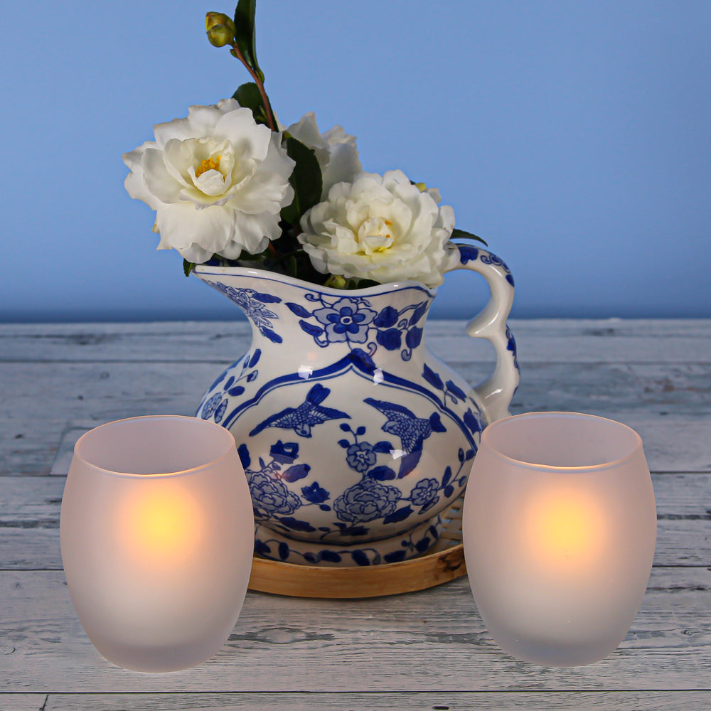 eastland grande hurricane votive candle holder frosted set of 72
