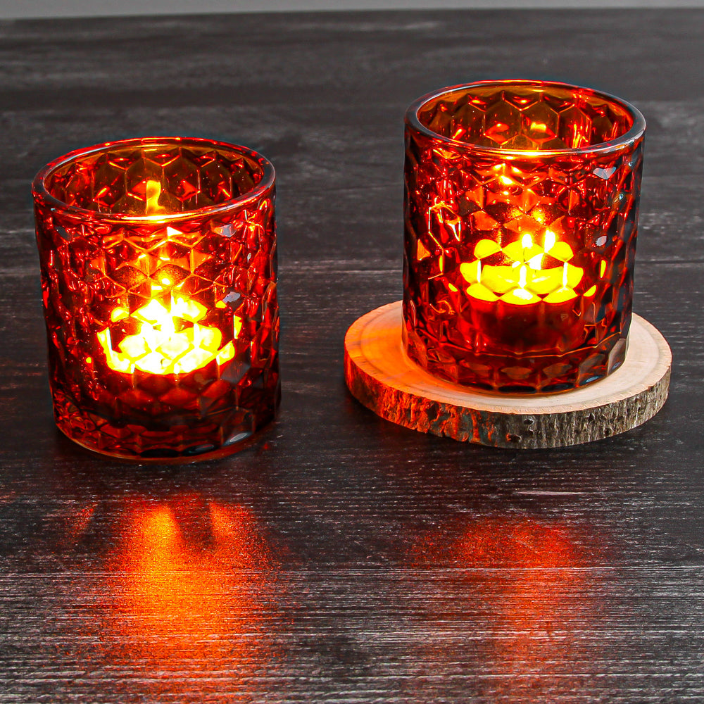 Richland Amber Chunky Honeycomb Glass Votive & Tealight Holder - view 2