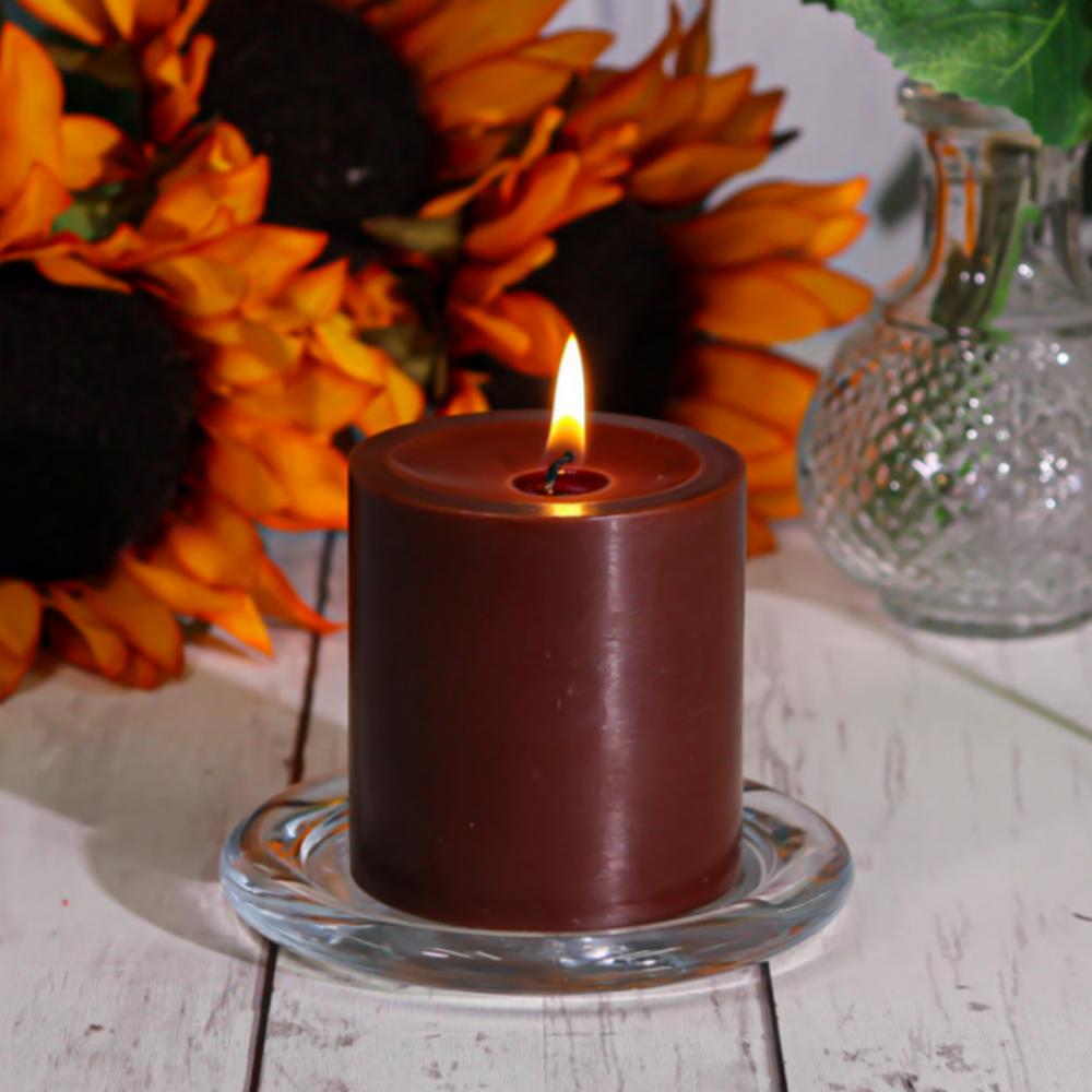 Richland Pillar Candles 3"x3" Brown Set of 12