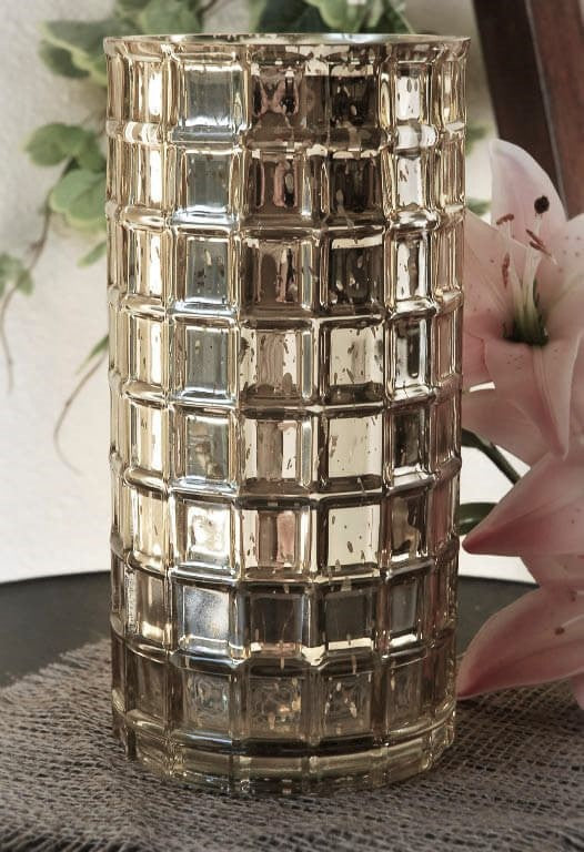 Gold Mercury Mosaic Cylinder 10" - Vase & Candle Holder - view 1