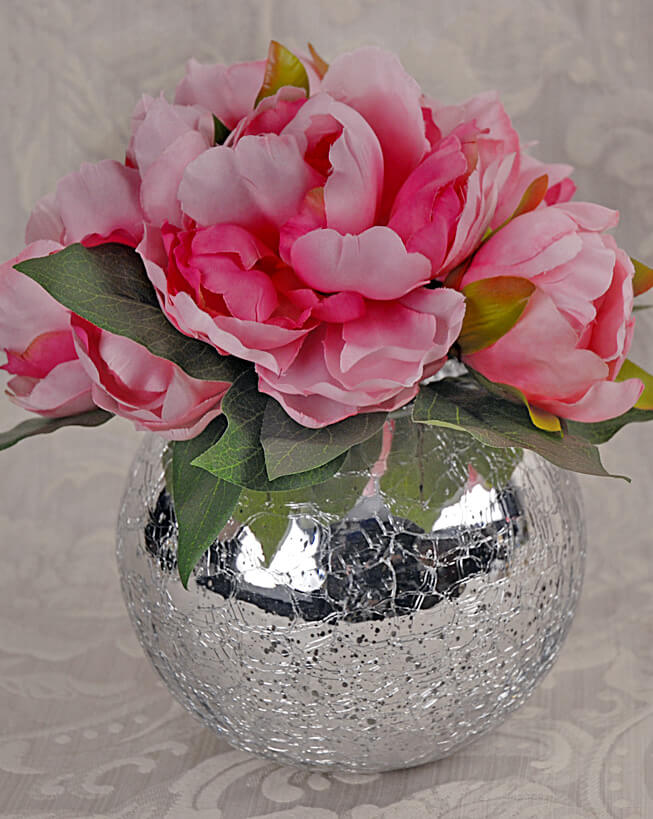 Mercury Glass Silver Ivy Bowl  5.2" x 6.25" - view 3