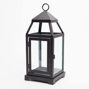 1 of 8: Richland Black Contemporary Metal Lantern with Clear Glasses - Small
