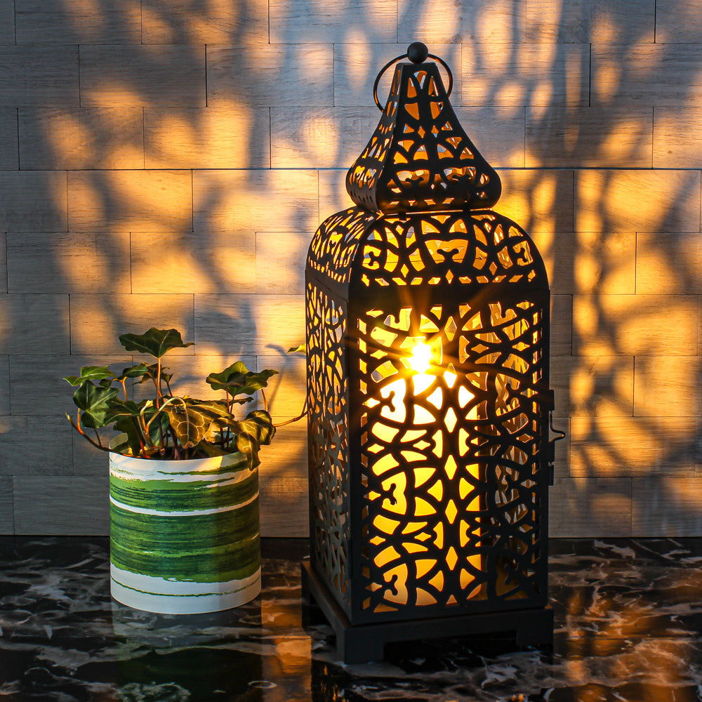 richland black moroccan temple metal lantern - view 7