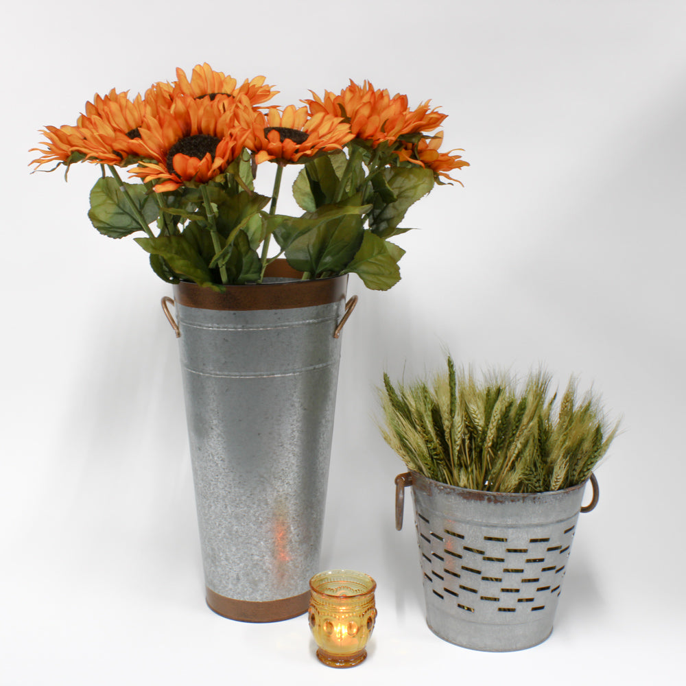 two tone 18 flower market buckets with handles