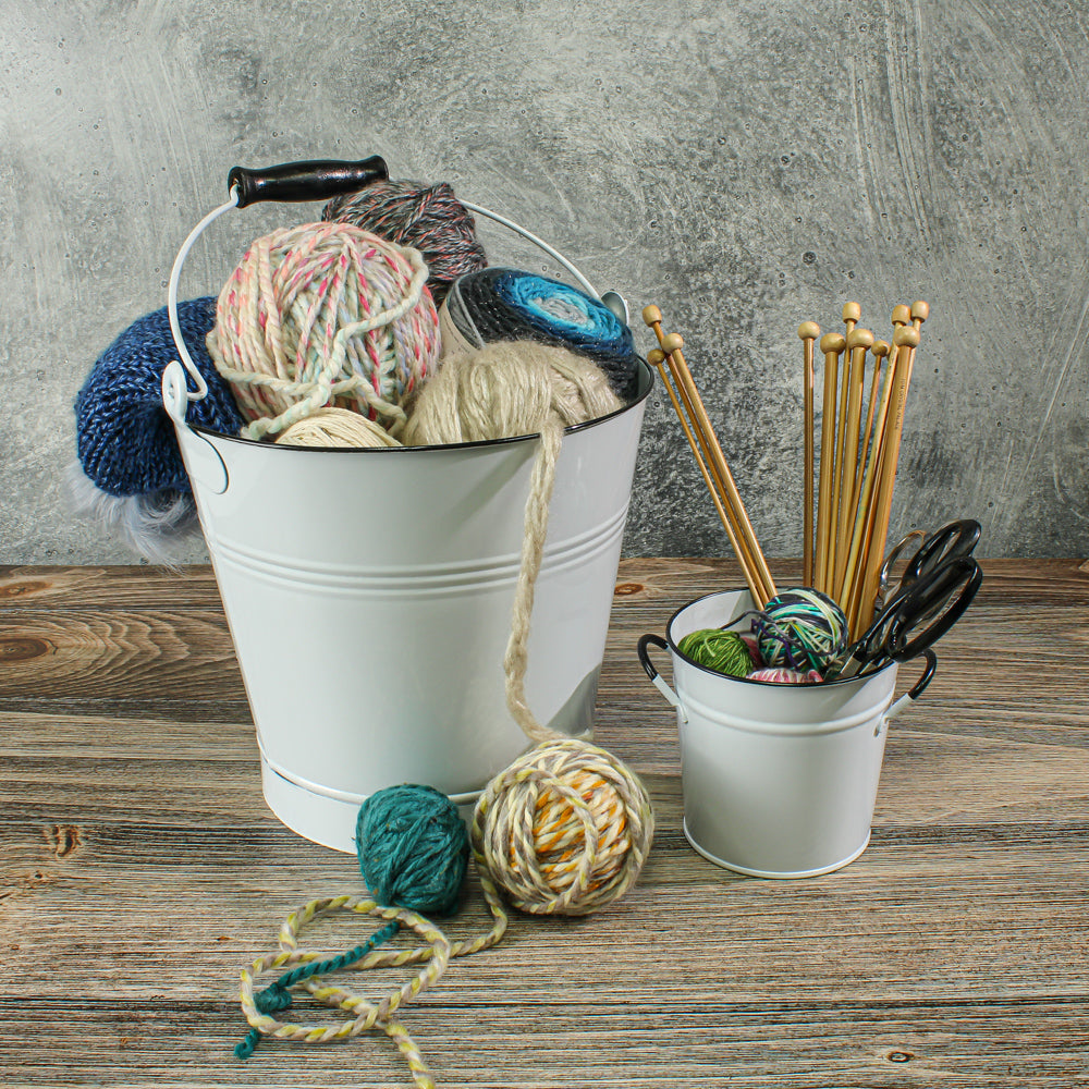 White Enamel 11in Bucket with Handle