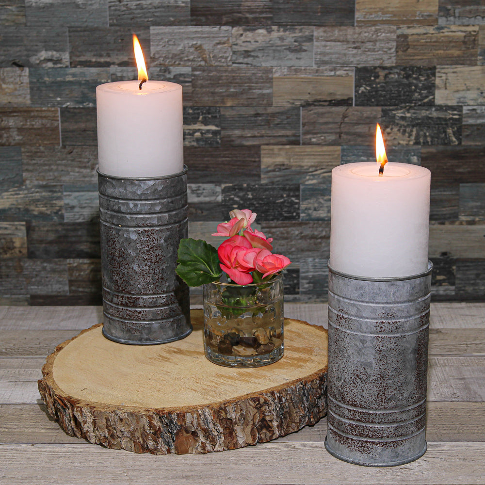 Zinc Cylinder Vase & Pillar Candle Holder 6" - view 1