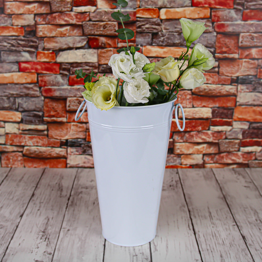 11" White Flower Market Buckets with handles - view 1