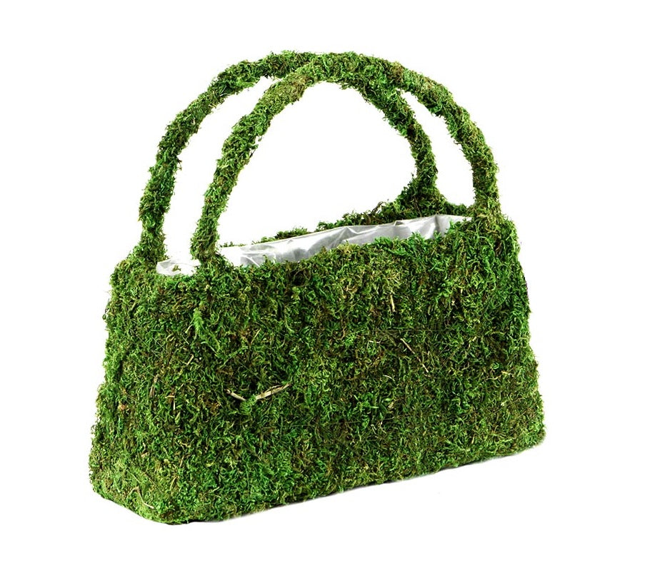 Natural Preserved Moss Covered Purse Planter 10.5" - view 3
