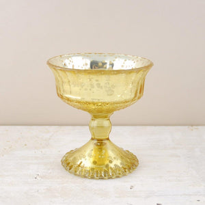 2 of 2: Mercury Glass Compote Gold 4.5"