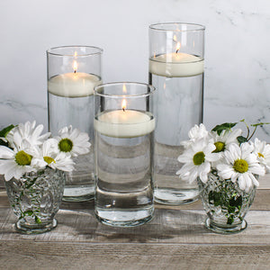 4 of 5: Eastland Cylinder Floating Candle Holders 7.5" , 9" & 10.5" Set of 3