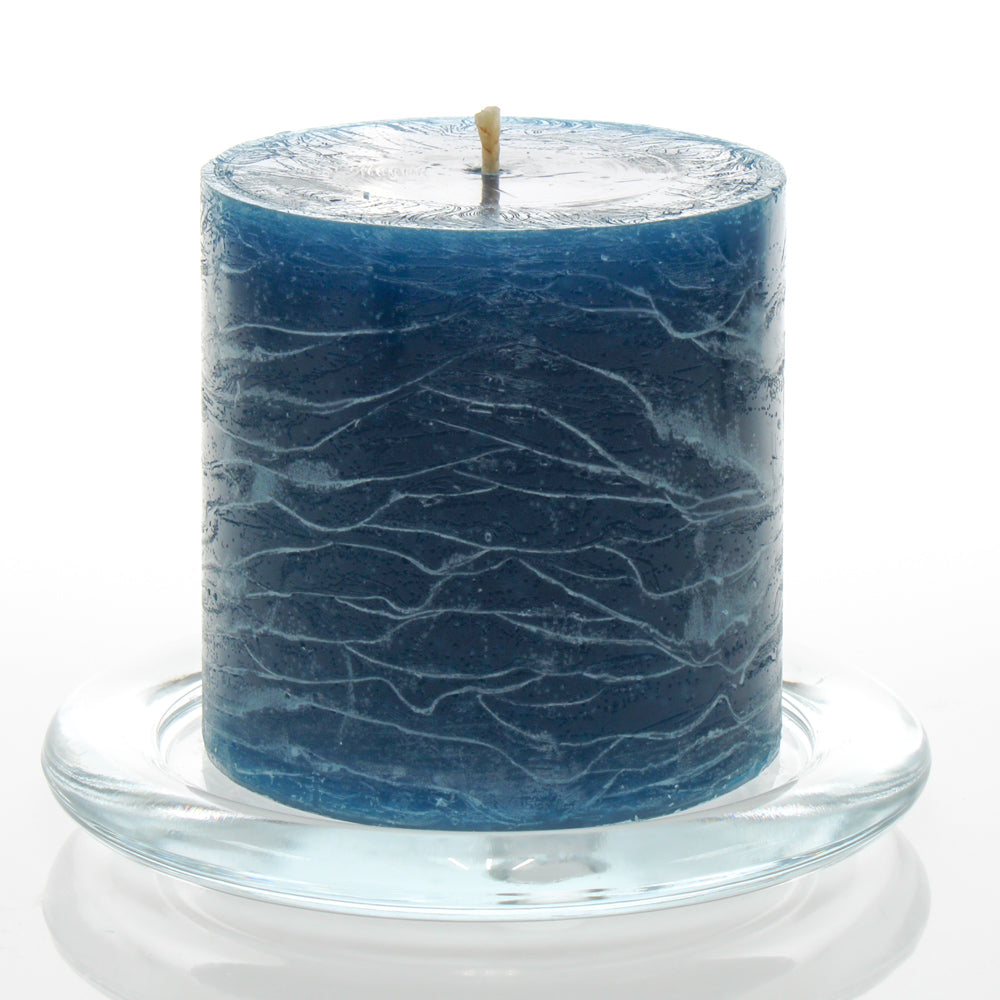 Richland Rustic Pillar Candle 3"x 3" Navy Blue Set of 48