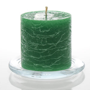 2 of 3: Richland Rustic Pillar Candle 3"x 3" Dark Green Set of 24