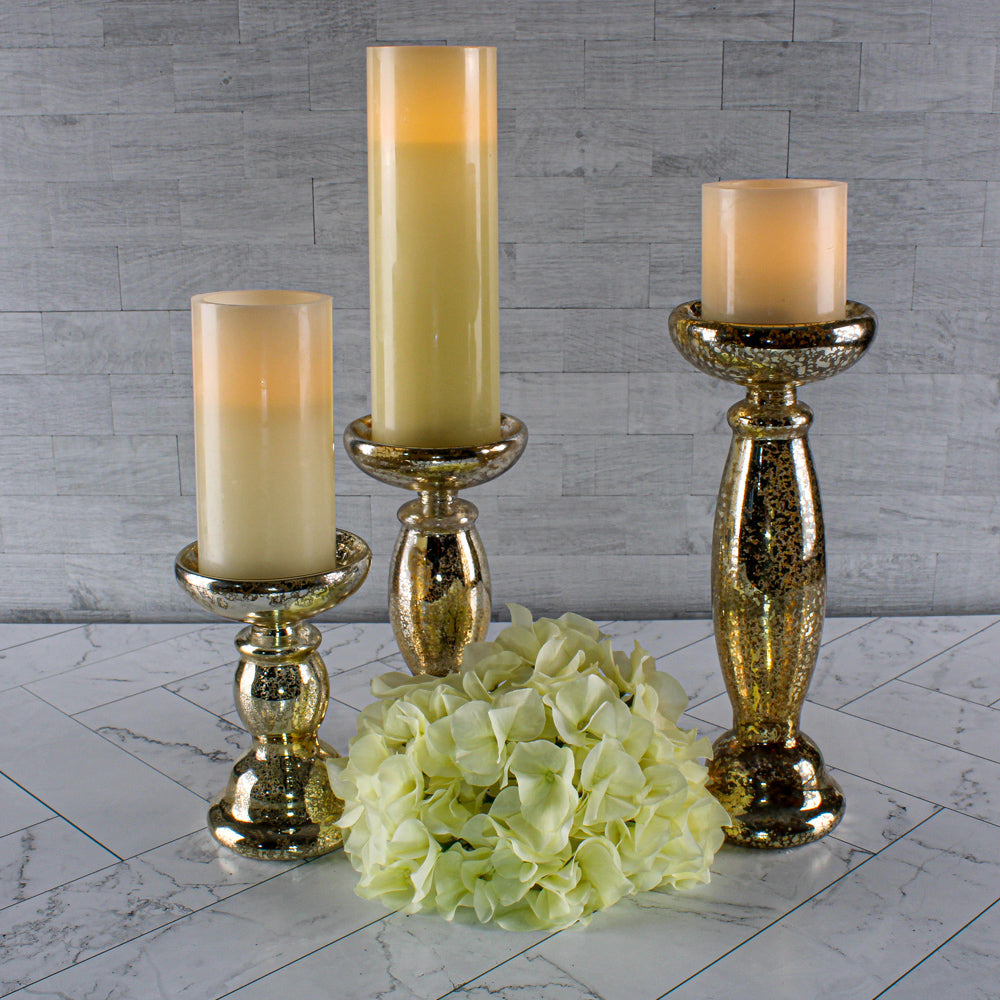 Eastland Unique Mercury Glass Pillar Candle Holder Set of 3 - view 3