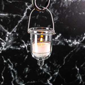 3 of 5: Hanging Glass Tealight Candle Holder with Wire Hanger 3"