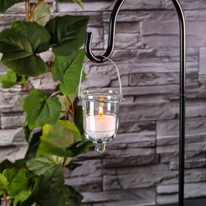 2 of 5: Hanging Glass Tealight Candle Holder with Wire Hanger 3"