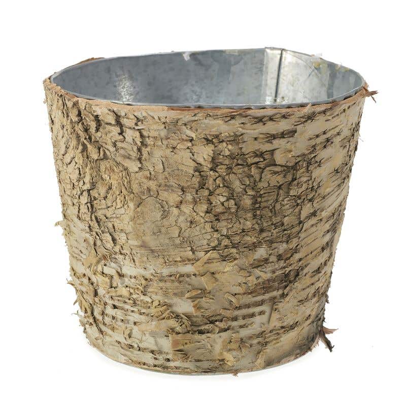 Natural Birch Bark Covered Zinc Planter Vase 5.5" x 5" - view 3