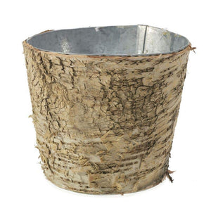 3 of 3: Natural Birch Bark Covered Zinc Planter Vase 5.5" x 5"