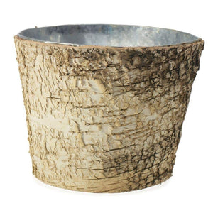 2 of 4: Natural Birch Bark Covered Zinc Planter Pot Vase 7" x 6"