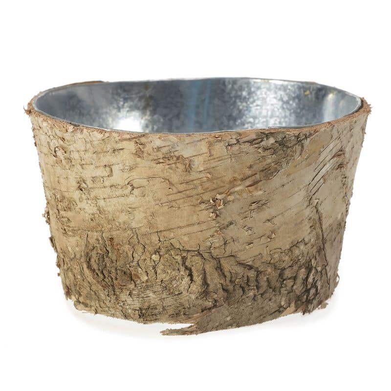 Natural Birch Bark Covered Zinc Planter Pot 6" x 3" - view 3