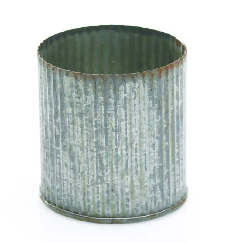 Norah Corrugated Zinc Pot Vase 3.25"x3" Set of 6 - view 1