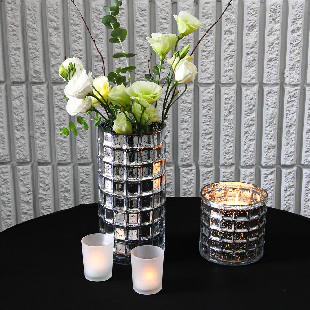 Silver Mercury Glass Cylinder Vase - view 2