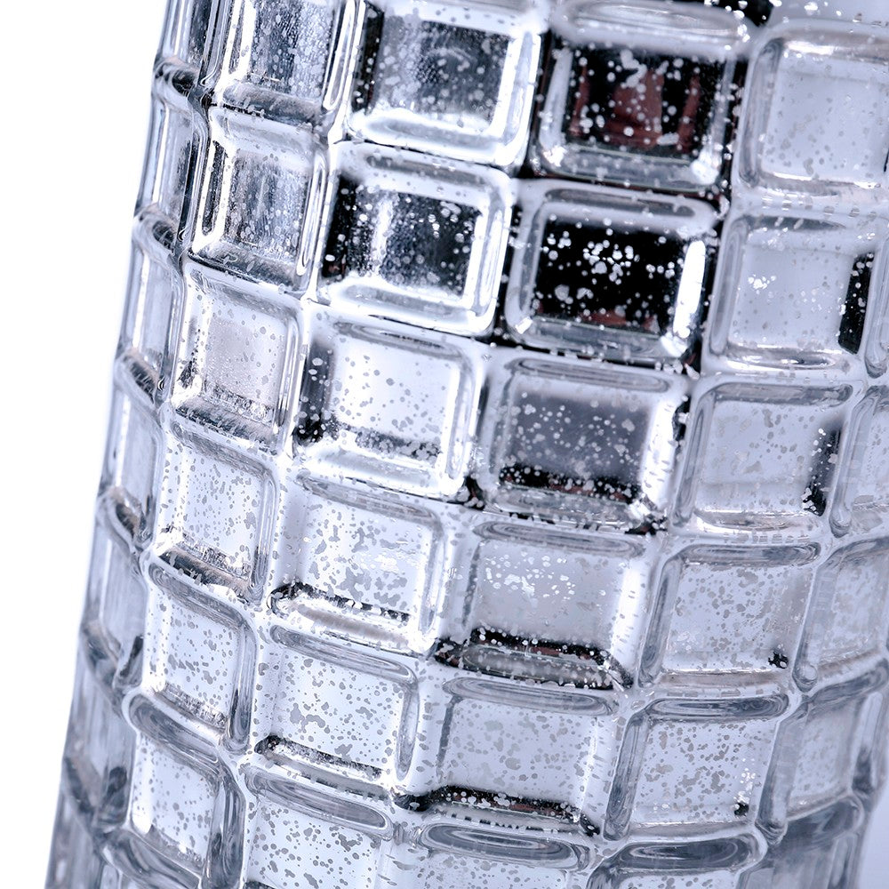 Silver Mercury Mosaic Cylinder 10" - Vase & Candle Holder - view 4