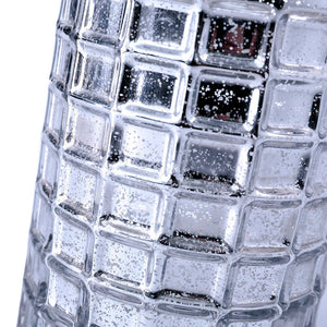 4 of 4: Silver Mercury Mosaic Cylinder 10" - Vase & Candle Holder