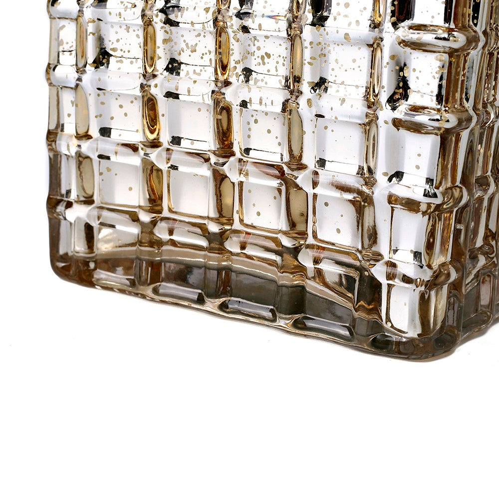 Gold Mercury Mosaic Glass Cube 6" - Square Vase & Candle Holder - view 4