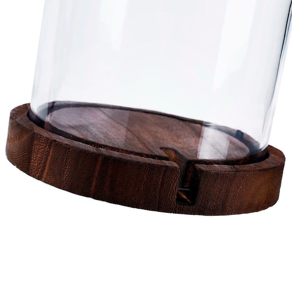 16" Glass Cloche with Wood Base - view 3