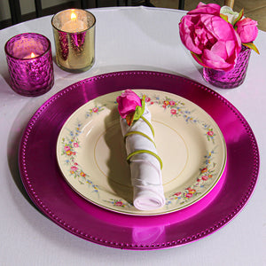 2 of 3: Richland Beaded Charger Plate 13" Fuchsia Set of 24