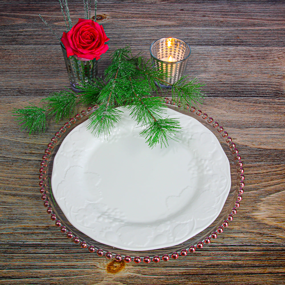 Richland 13" Rose Gold Beaded Glass Charger Plate Set of 12 - view 2