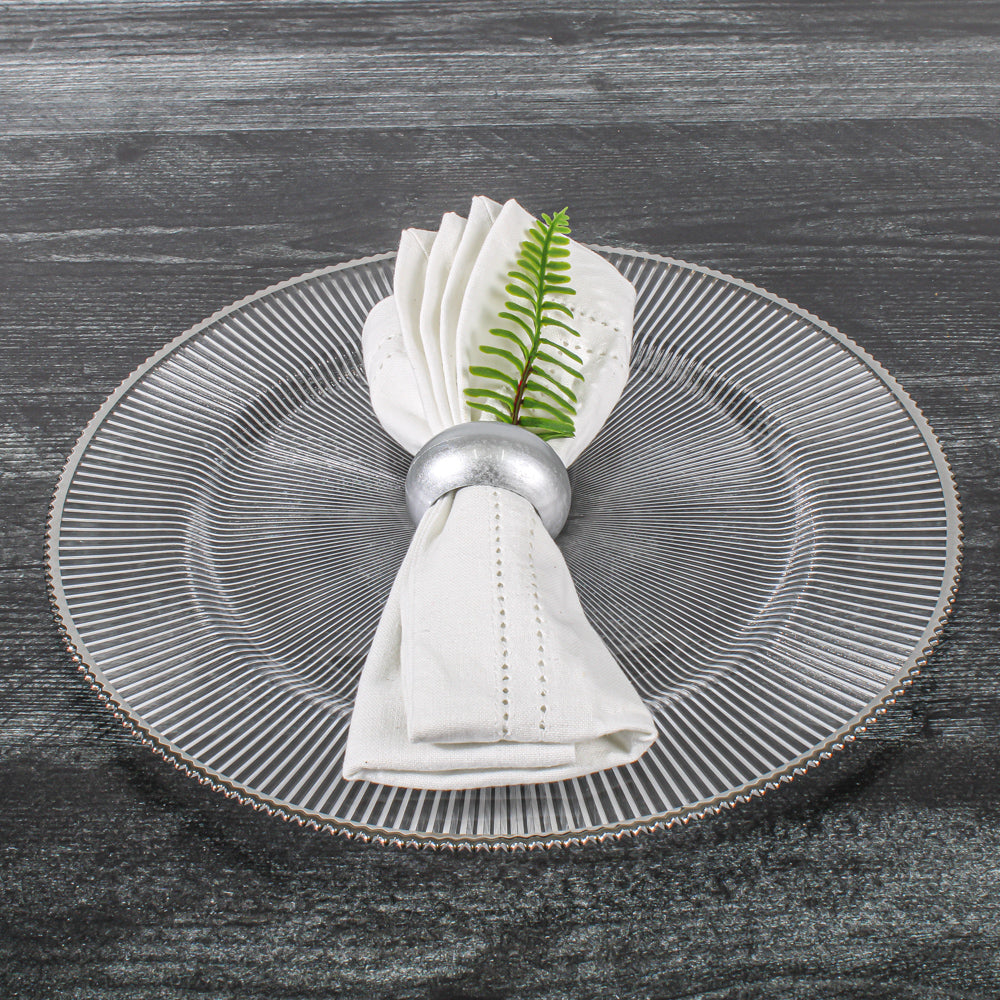 Richland 13" Silver Rim Glass Charger Plate
