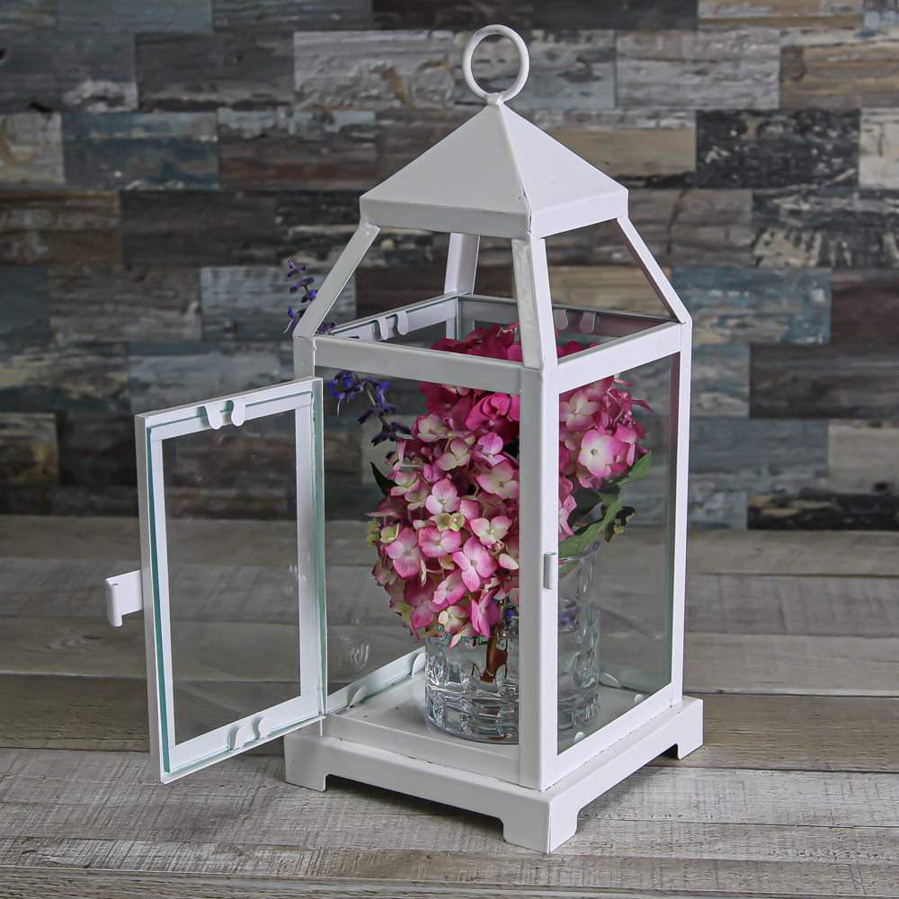 Richland White Contemporary Metal Lantern with Clear Glass - Small - view 5