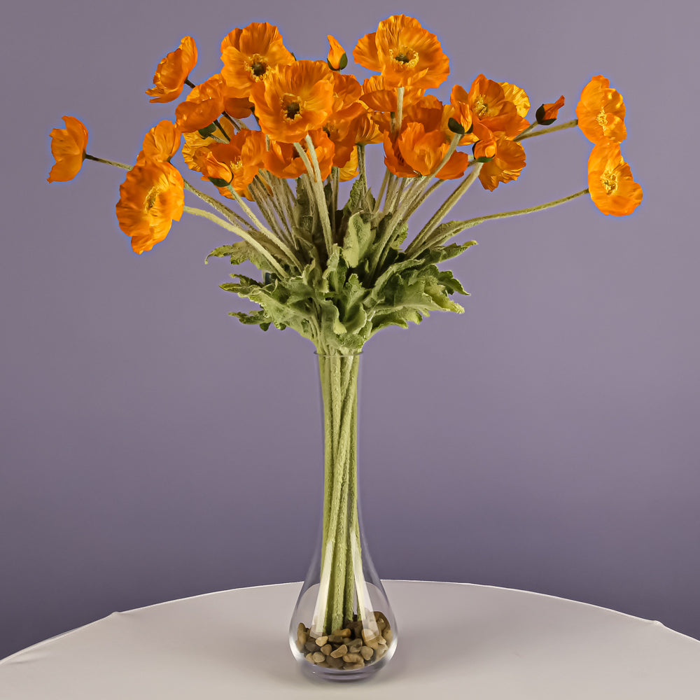 12 Orange Poppy Flowers Silk Flowers - view 2