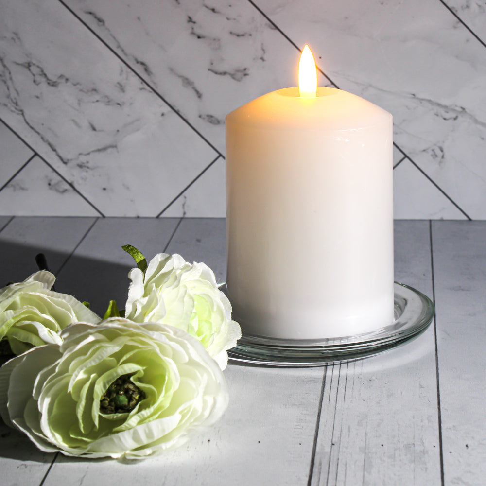 Richland 3"X4" Bullet LED Wax Candle White on Pillar Plate - view 2