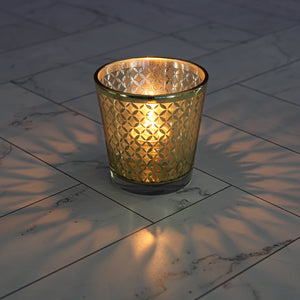 2 of 2: Richland Gold Lattice Glass Holder - Medium