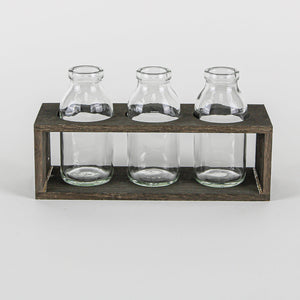 1 of 6: Richland Vintage Milk Bottle Vases With Wooden Stand