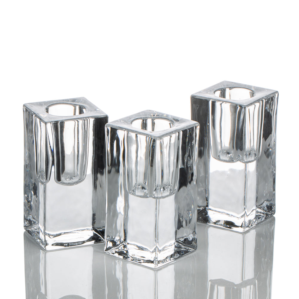 richland square glass taper candle holder 3 set of 6
