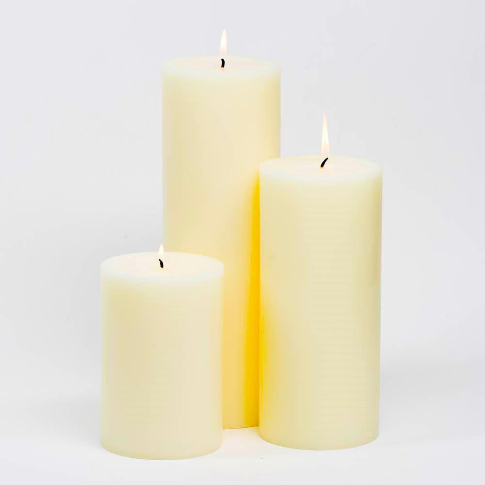 Richland Pillar Candles 4"x6", 4"x9" & 4"x12" Ivory Set of 3 - view 1