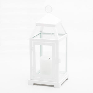 6 of 8: richland white contemporary metal lantern with clear glasses small