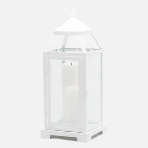 4 of 6: richland white contemporary metal lantern with clear glasses large