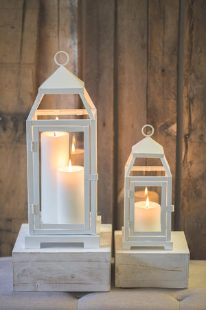 6 of 6: richland white contemporary metal lantern with clear glasses large